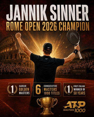 # 🎾 Jannik Sinner Wins 2026 Rome Open Masters 1000! Achieves Career Golden Masters 🏆